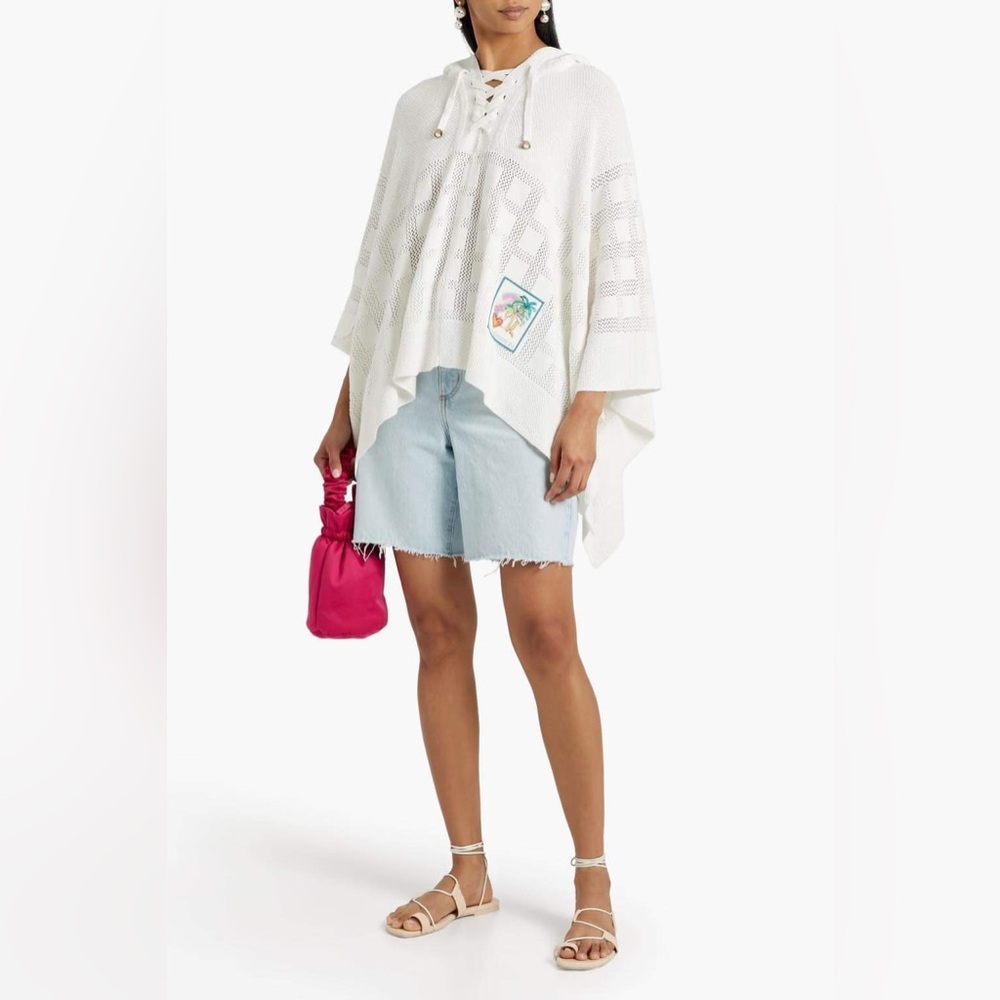 ZIMMERMANN Lace-up crochet-knit cotton hooded coverup